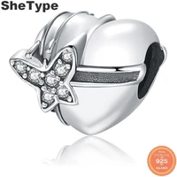 shetype heart shape 2 0g cubic zirconia charm silver 925 sterling silver gift for sister charms jewelry diy 2019