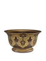 handmade zal bowl special design glass vase gilt gold bronze flower pattern istanbul eyup mahmud pasa ottoman limited edition