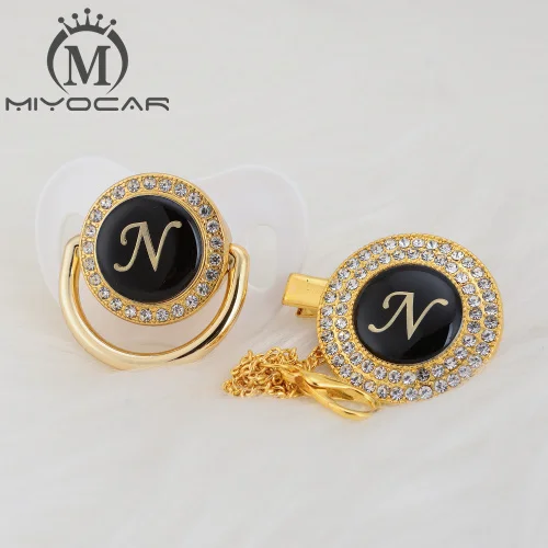 MIYOCAR уникальный дизайн имя инициалы Письмо N Элегантный bling соска и пустышка Клип BPA бесплатно пустышка bling уникальный дизайн LN - Цвет: LN-2  0-6M