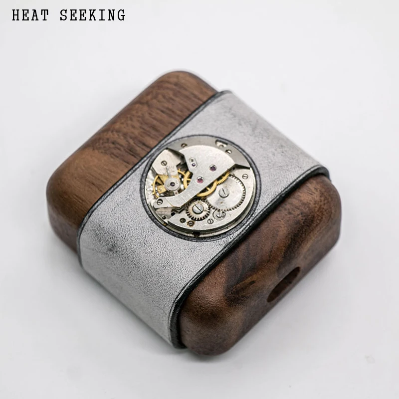 

HEAT SEEKING genuine leather mechanical steampunk creative for Apple airpods1 2 and Airpods Por earphone box