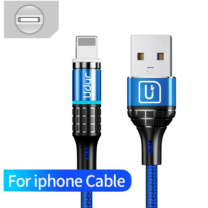 Магнитный кабель Udyr 1 м 2 м светодиодный кабель Micro usb type C Магнитный usb-кабель для зарядки iPhone X 7 8 XS Max XR huawei samsung xiaomi LG - Цвет: For ios Blue