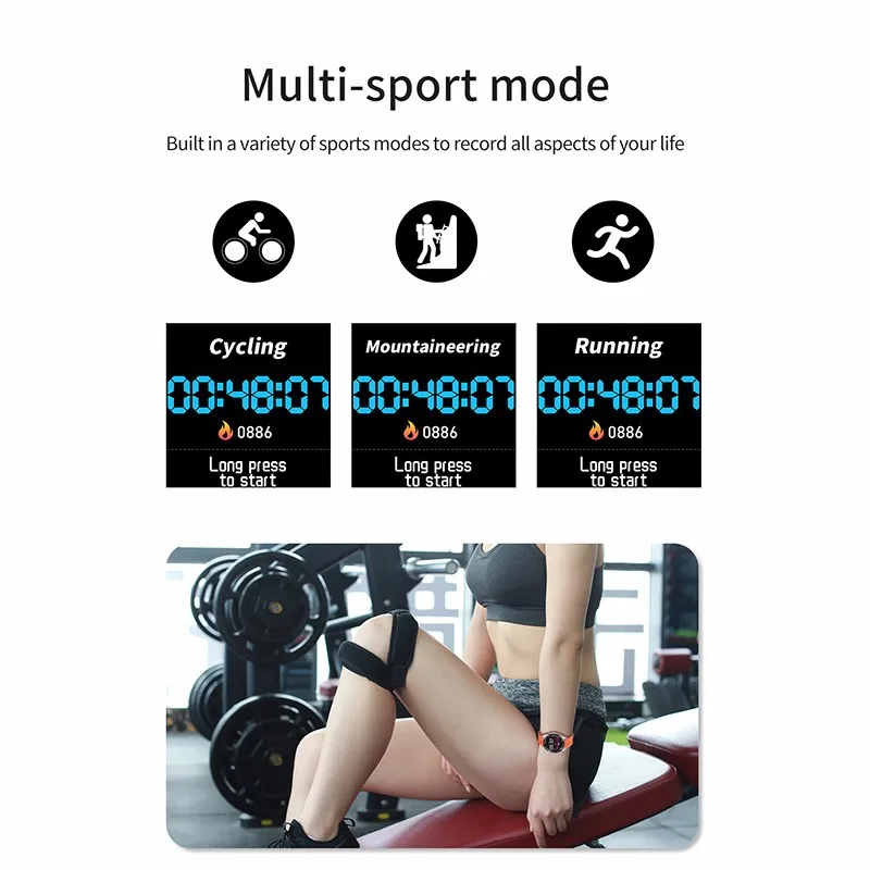 Мужские и женские умные часы IP67Waterproof круглый экран измерение артериального