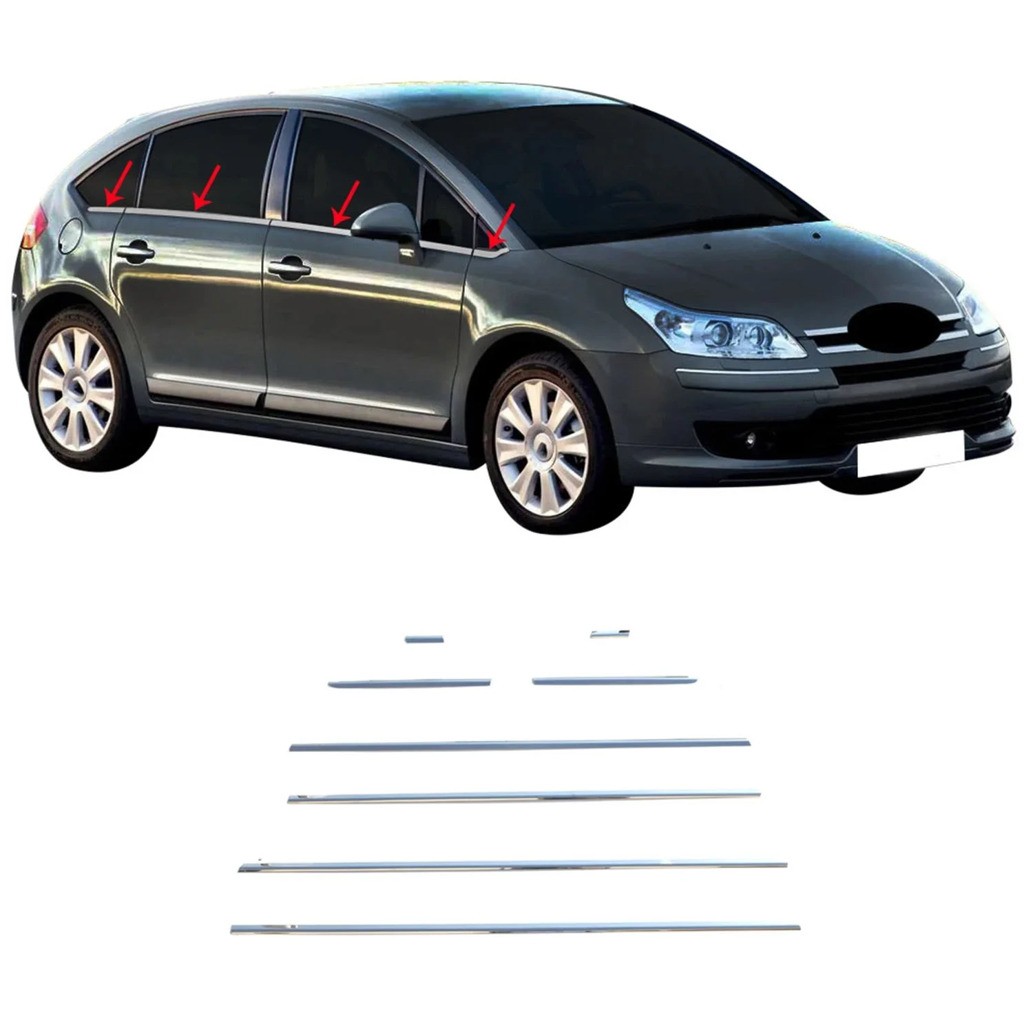 

Citroen C4 Chrome Window Frame Trim 8 Piece Stainless Steel Hb (2005-2010)