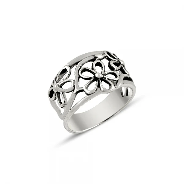 

Silver 925 Sterling Flower Pattern Ring