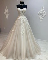 gorgeous appliques a line sweetheart tulle beach wedding dresses 2022 corset beaded backless bridal gown vestido de noiva