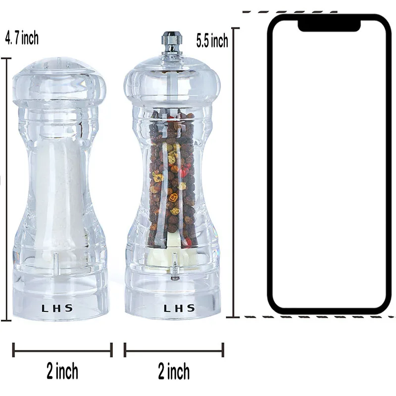 Мельница LHS для соли и перца регулируемая керамическая мельница специй перечной