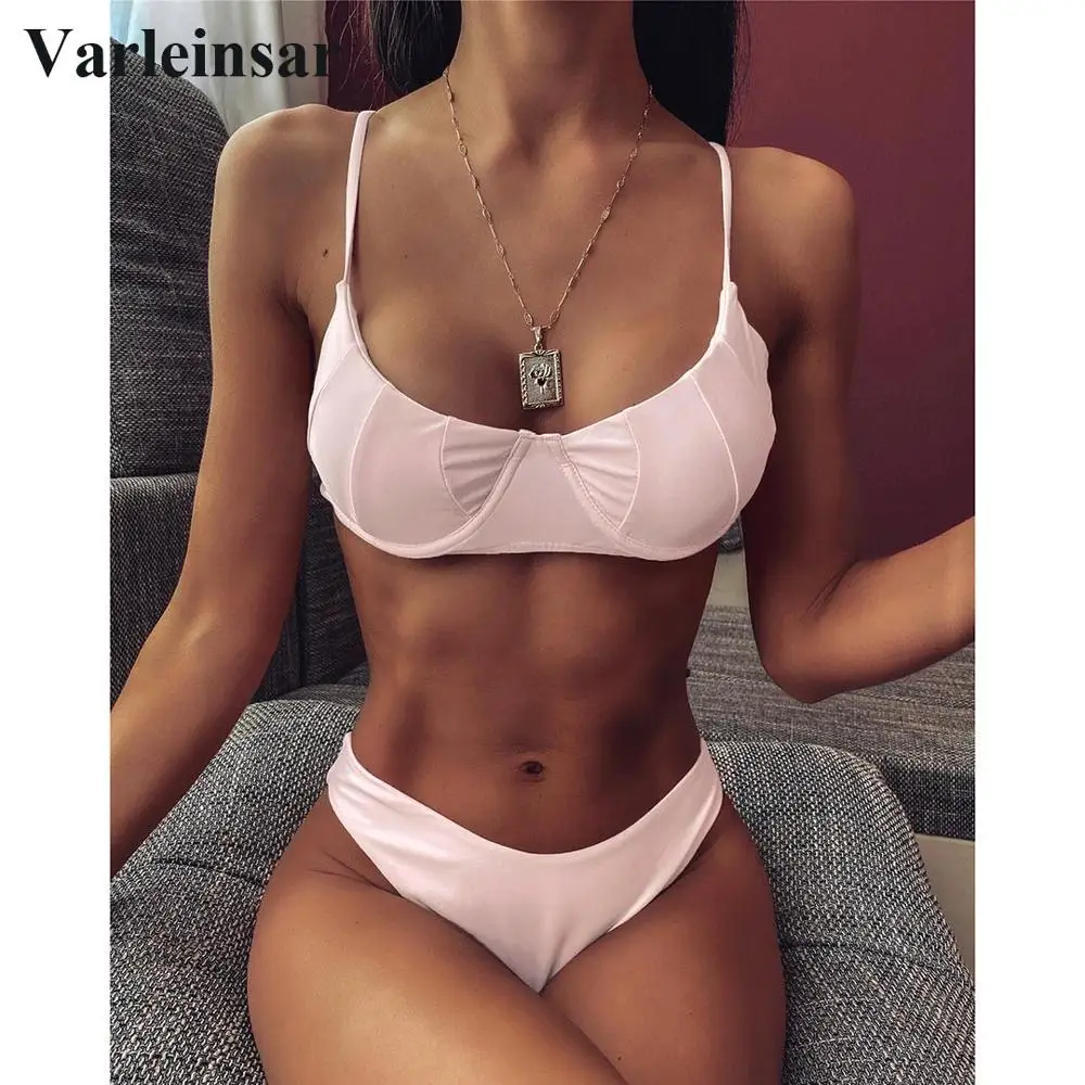 Новинка 2020 бикини с высокой талией женский купальный костюм на косточках женская