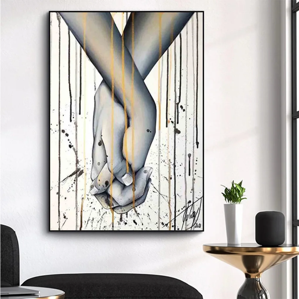 

Fashion Couple Holding Hands Canvas Painting Modern Nordic Minimalism Posters and Prints For Living Room Wall Art Home Decor