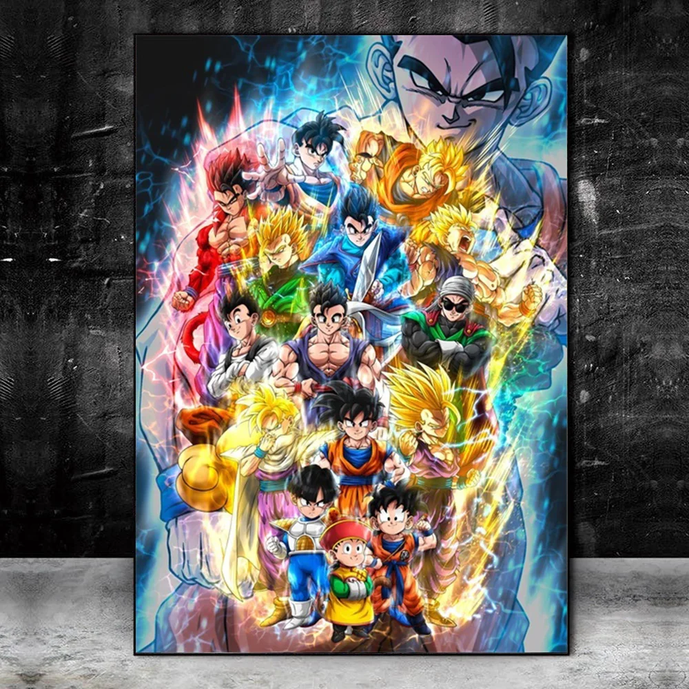

Dragon Ball Japanese Classic Anime Canvas Painting Super Saiyan Broli Goku and Vegeta Posters Prints Wall Art Room Decor Cuadros