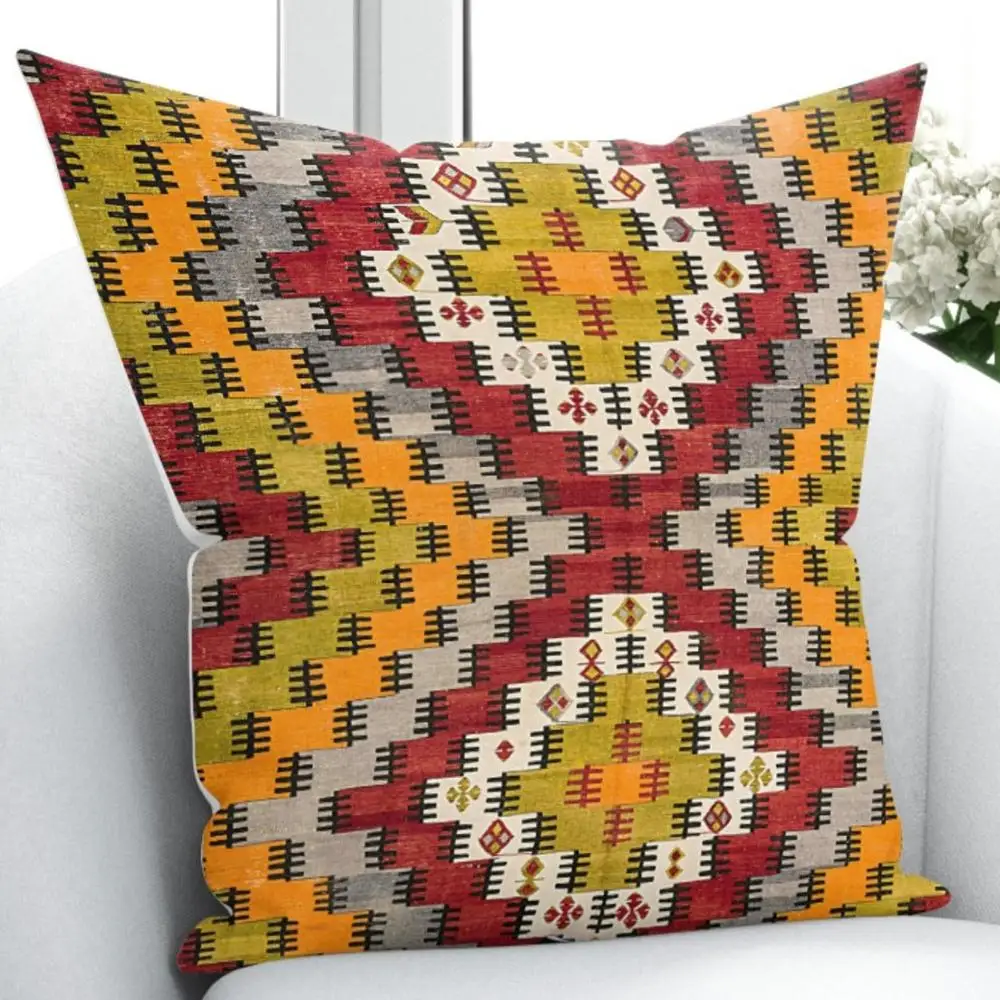 

Else Orange Red Gri Turkish Ethnic Vintage 3D Print Throw Pillow Case Cushion Cover Square Hidden Zipper 45x45cm