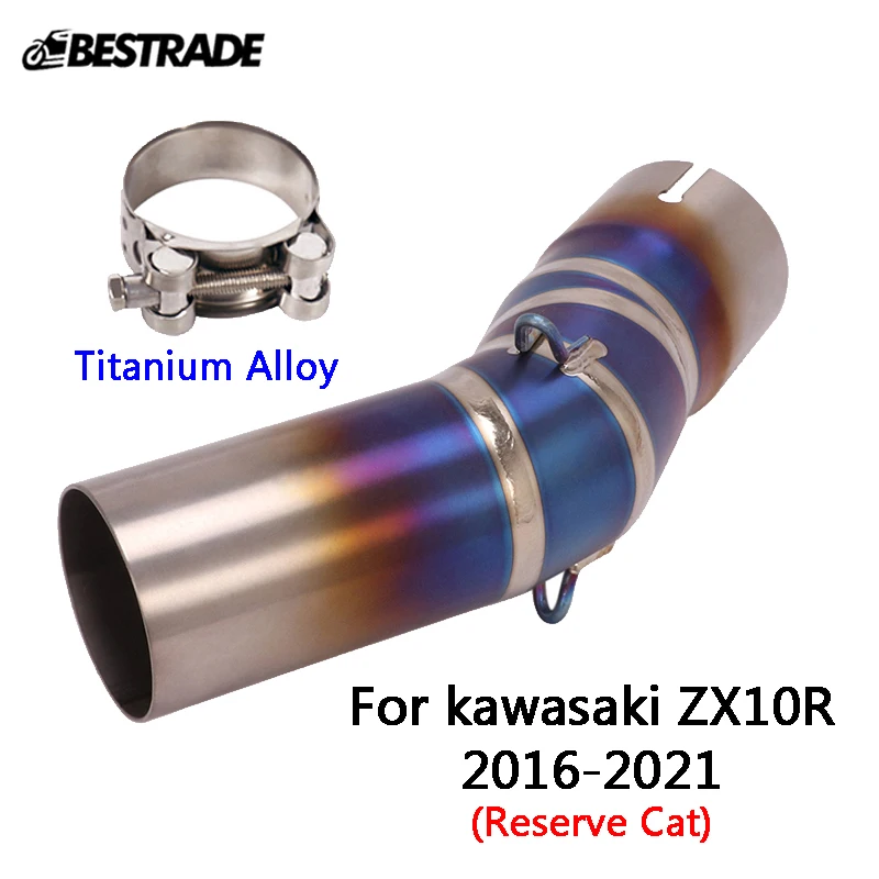 Middle Pipe For Kawasaki ZX10R 2016-2021 Exhaust Reserve Catalyst Pipe Mid Link Connect Tip Motorcycle Titanium Alloy Blue Color