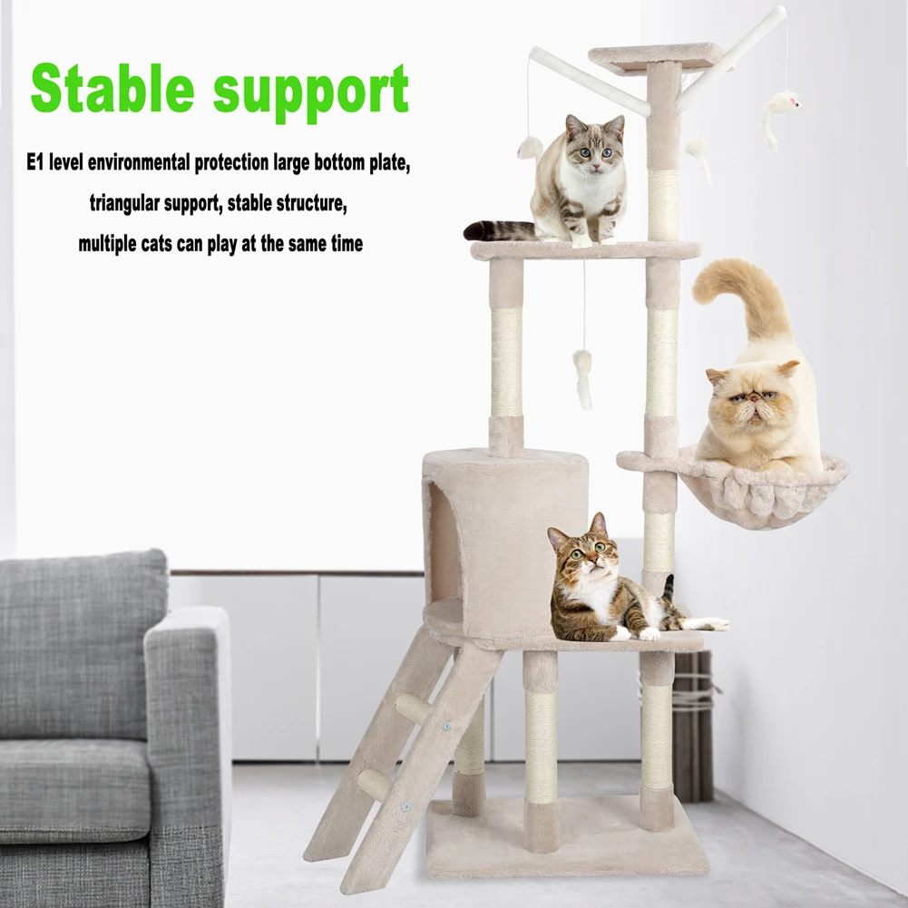 

NIPEECO Large Cat Climbing Tree With Hammock Pet Cats Tower Activity Centre Cat Cushions House Paw Leisure and Entertainment