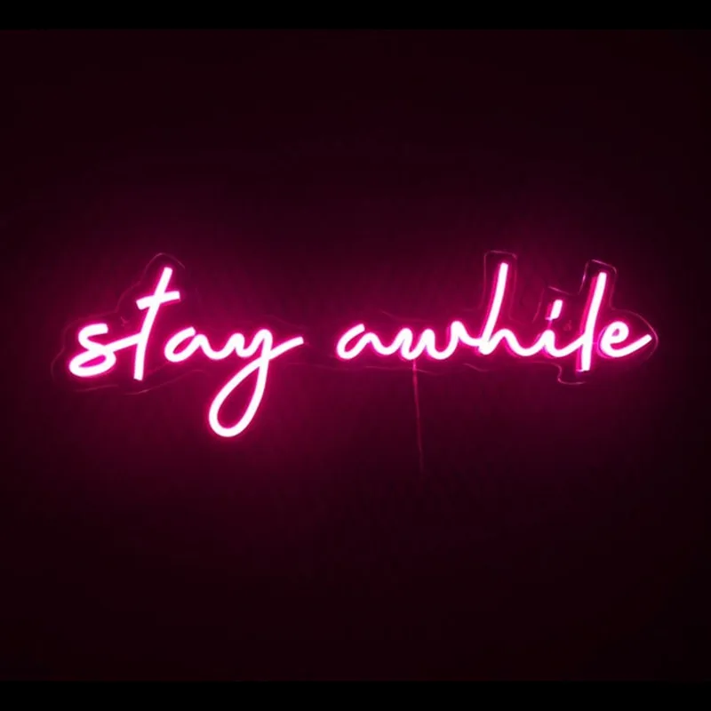 

stay awhile neon sign custom neon sign bedroom personalized garden sign led neon light bar sign bedroom decor wall decor