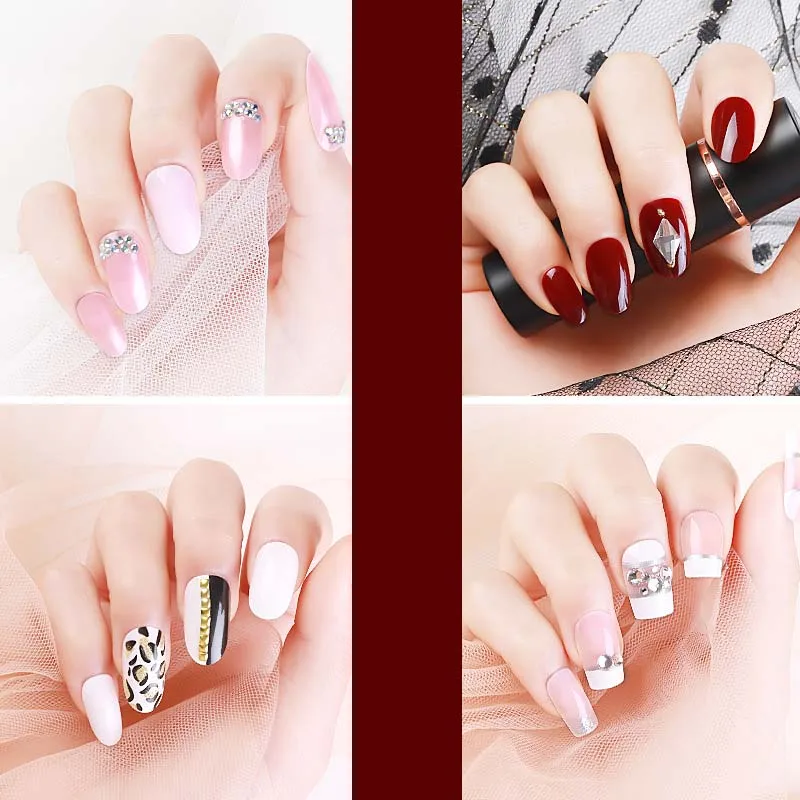 24 шт. накладные ногти Kalvaro с полным покрытием и бриллиантами | Красота здоровье