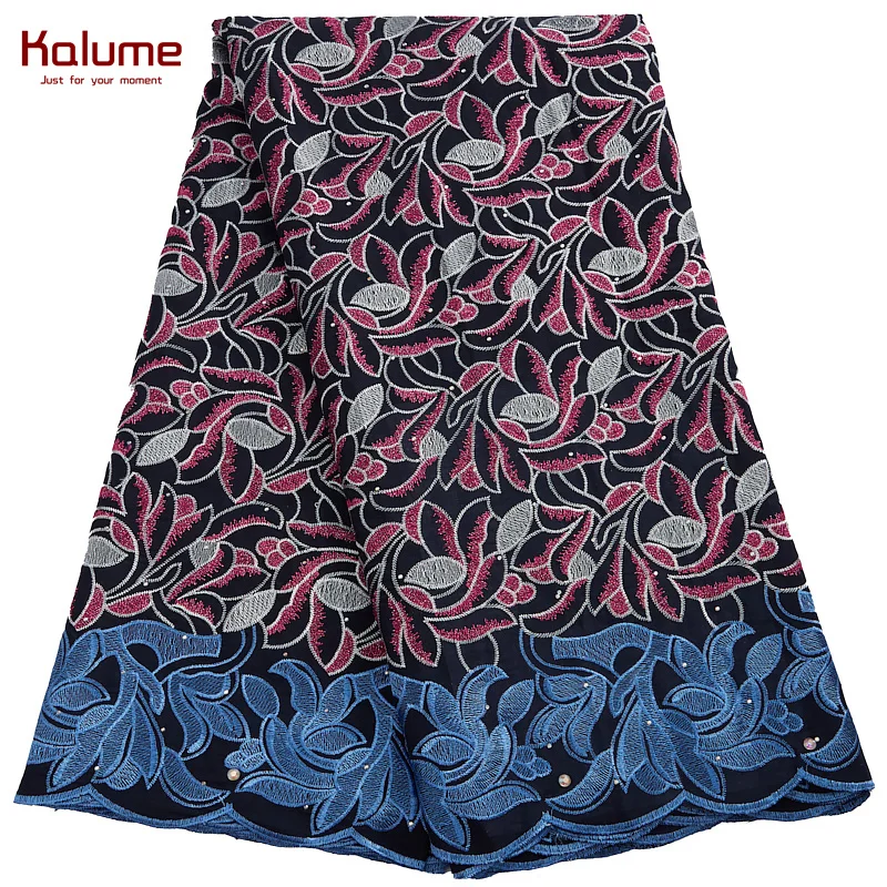 

Kalume African Cotton Lace Fabric 5 Yards Swiss Voile Nigerian Cotton Lace Fabrics Stones For Women Sew Diy Dress Cloth F2814