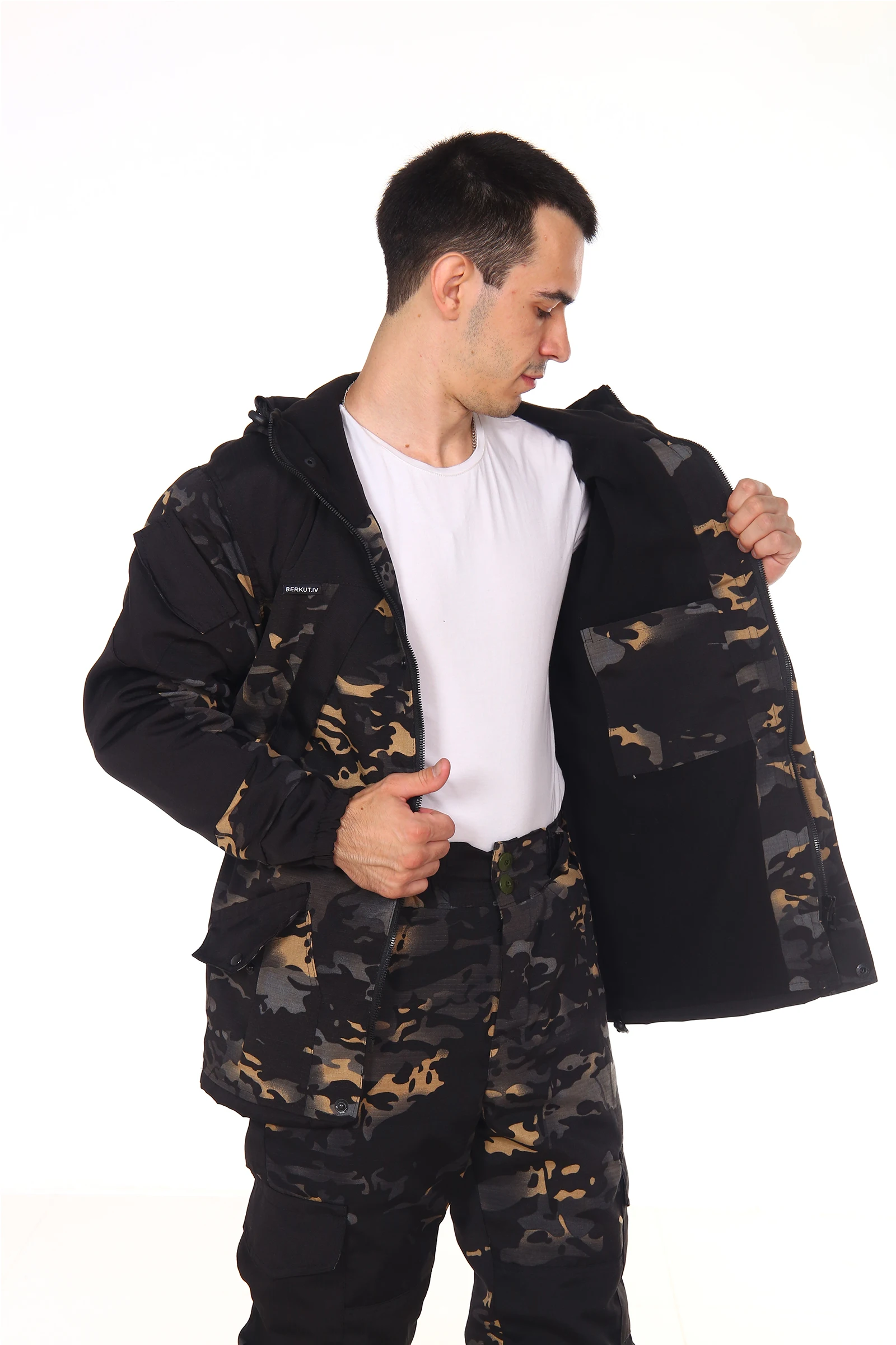 Костюм горка рипстоп осенняя мужская черная для охоты рыбалки пейнтбола