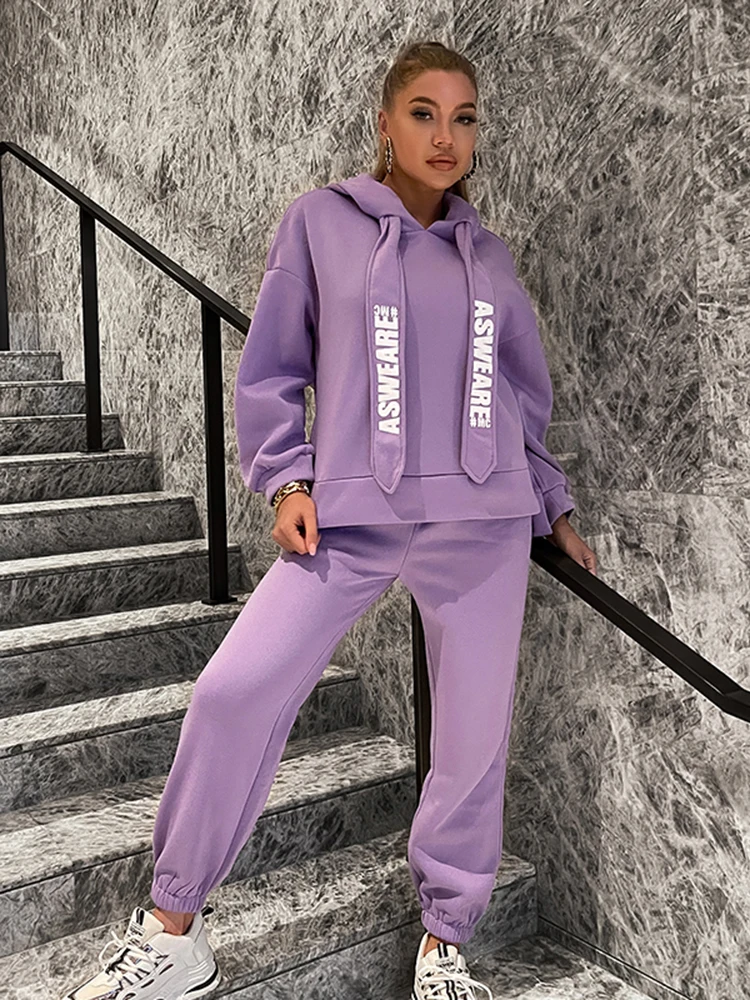 Женский флисовый спортивный костюм Glamaker с эластичной высокой талией |