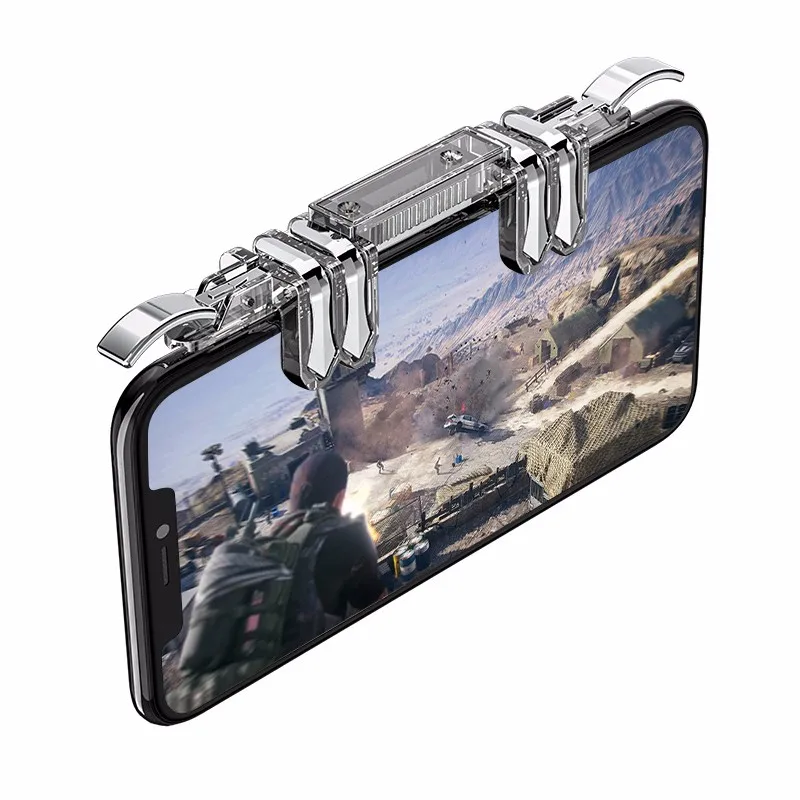 Transparent K19 PUBG игровой контроллер геймпад джойстик L1 R1 металлическая кнопка пуска кнопка огонь стрельба геймпад для iPhone Android мобильный телефон - Цвет: Transparent