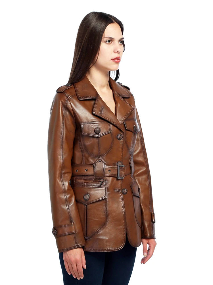 Genuine Soft Lambskin Leather Jacket Handmade Female Red Pink Trench Coat Woman Real Fur Custom Matrix Style Product Jackets