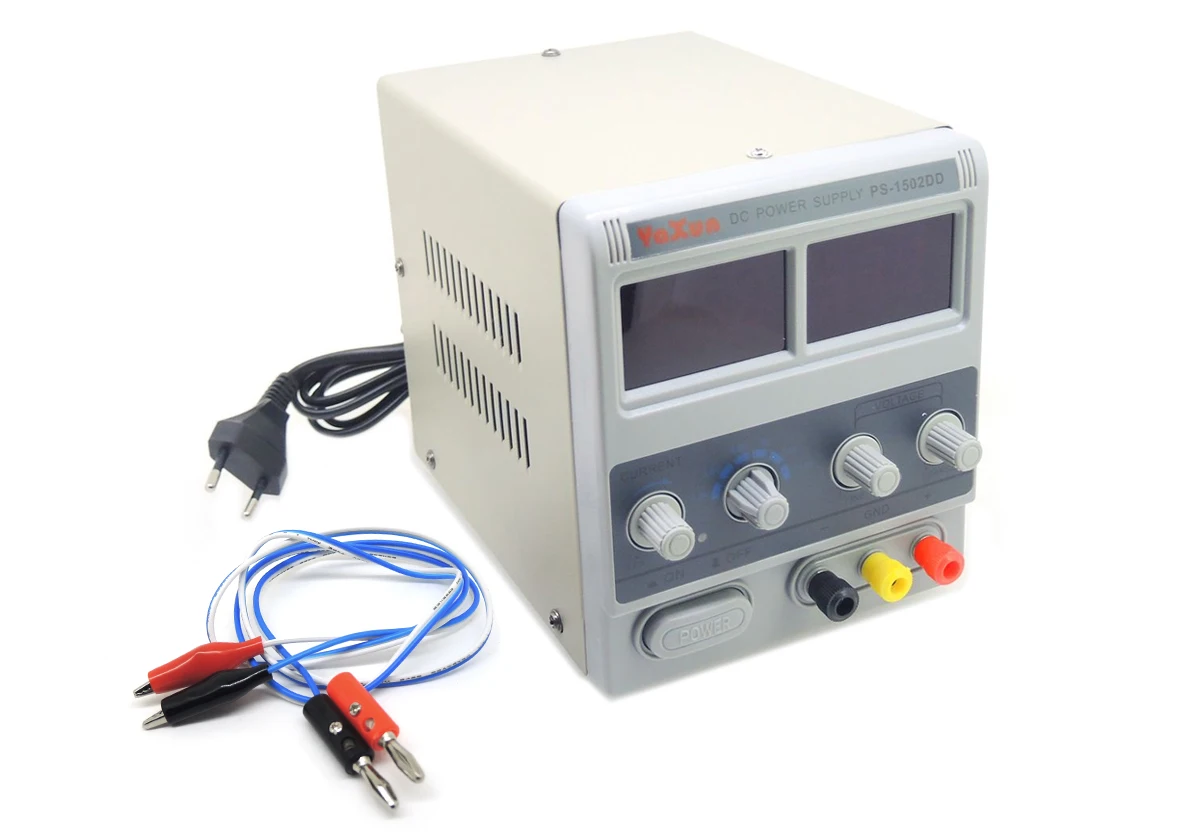 Лабораторный источник питания YA XUN 1502DD 0 15V 2A 2xLED с компл. кабелей__|Импульсный