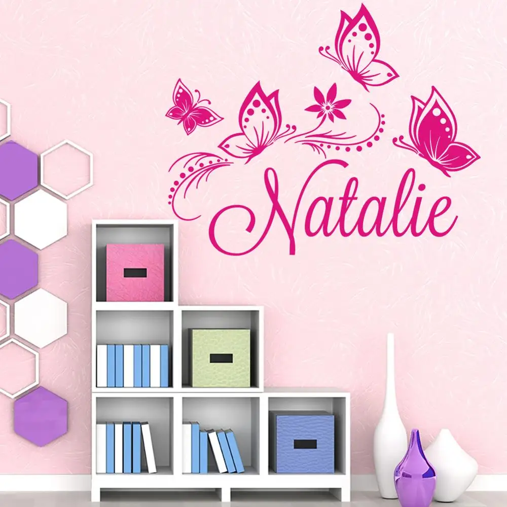 Персонализированные пользовательские имя бабочки бабочка цветок виниловые