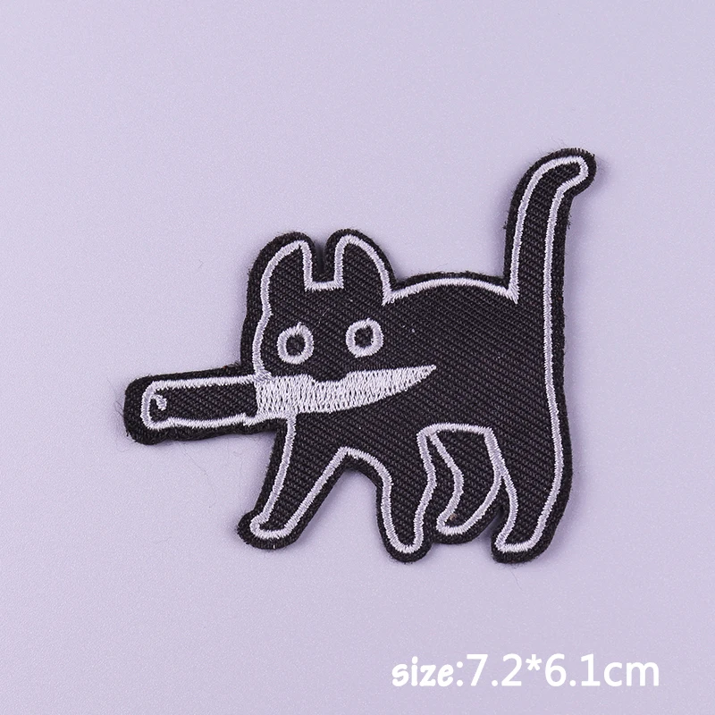 Забавные термоклейкие нашивки сделай сам с изображением кота животного черепа в