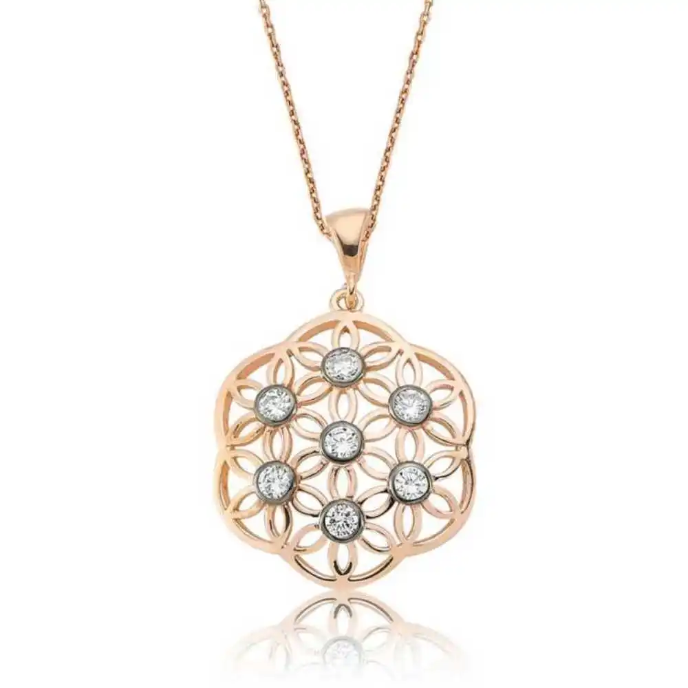 

Vaoov 925 Sterling Silver Flower of Life Women's Necklace - Made in Turkey