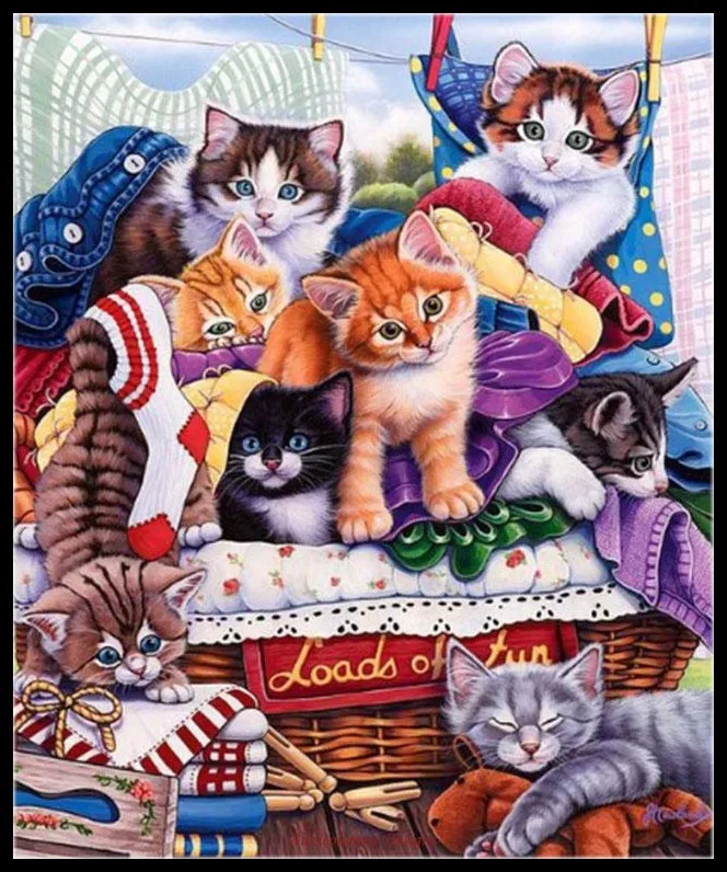

Embroidery Counted Cross Stitch Kits Needlework - Crafts 14 ct Aida Color DIY Arts Handmade Decor - Cute Kittens