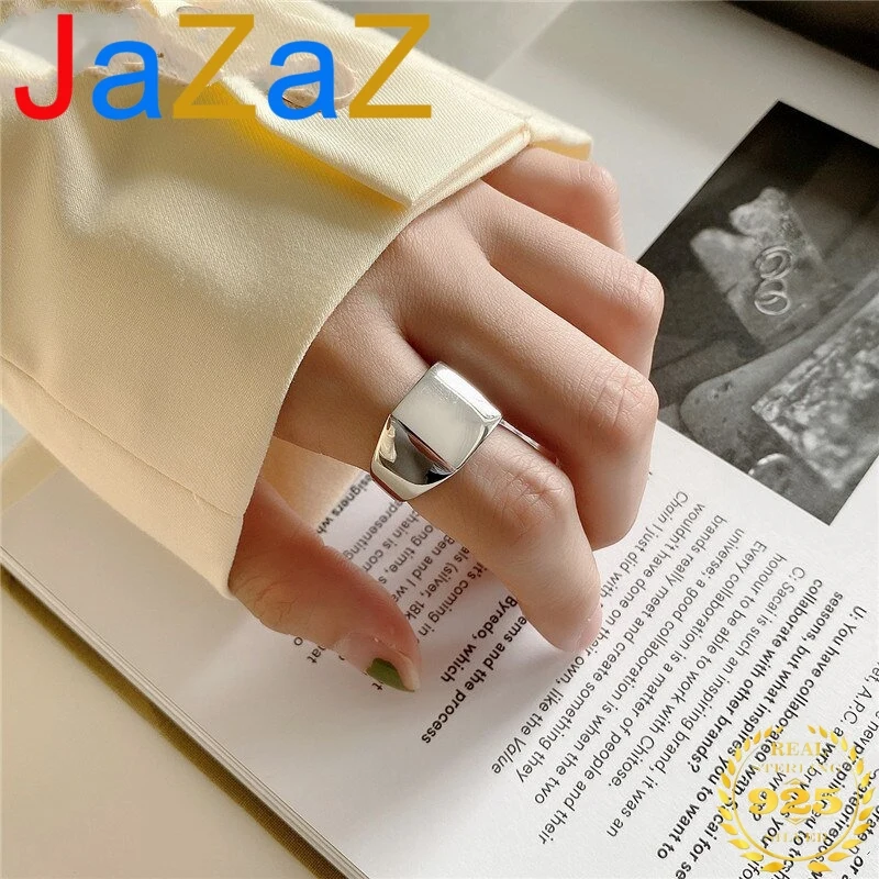 

A00982 Jazaz в стиле панк из натуральной 100% 925 стерлингового серебра Геометрические Квадратные Глянцевая Регулируемые кольца для женщин в стиле ...
