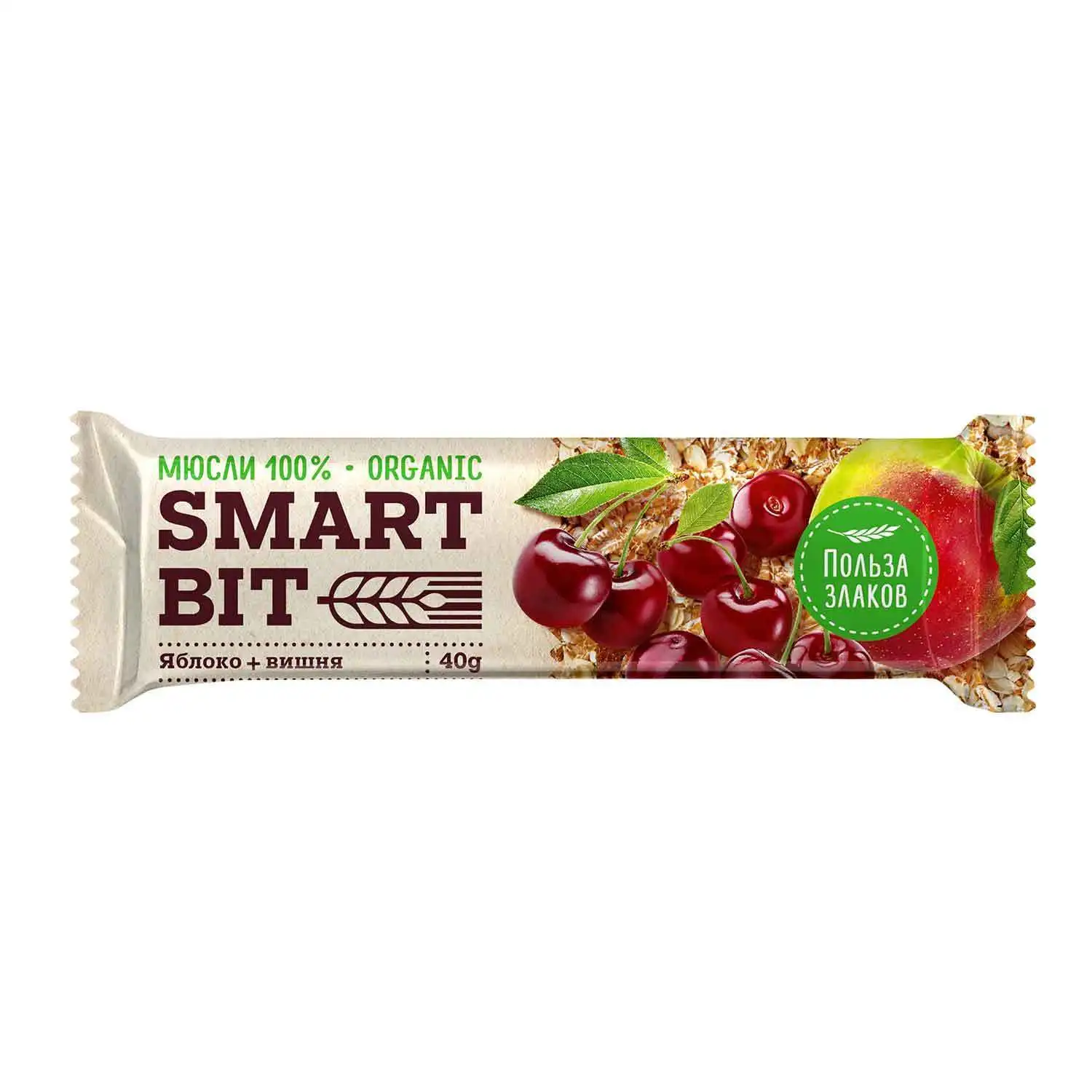 Батончик Smartbit мюсли яблоко и вишня 40 г | Продукты