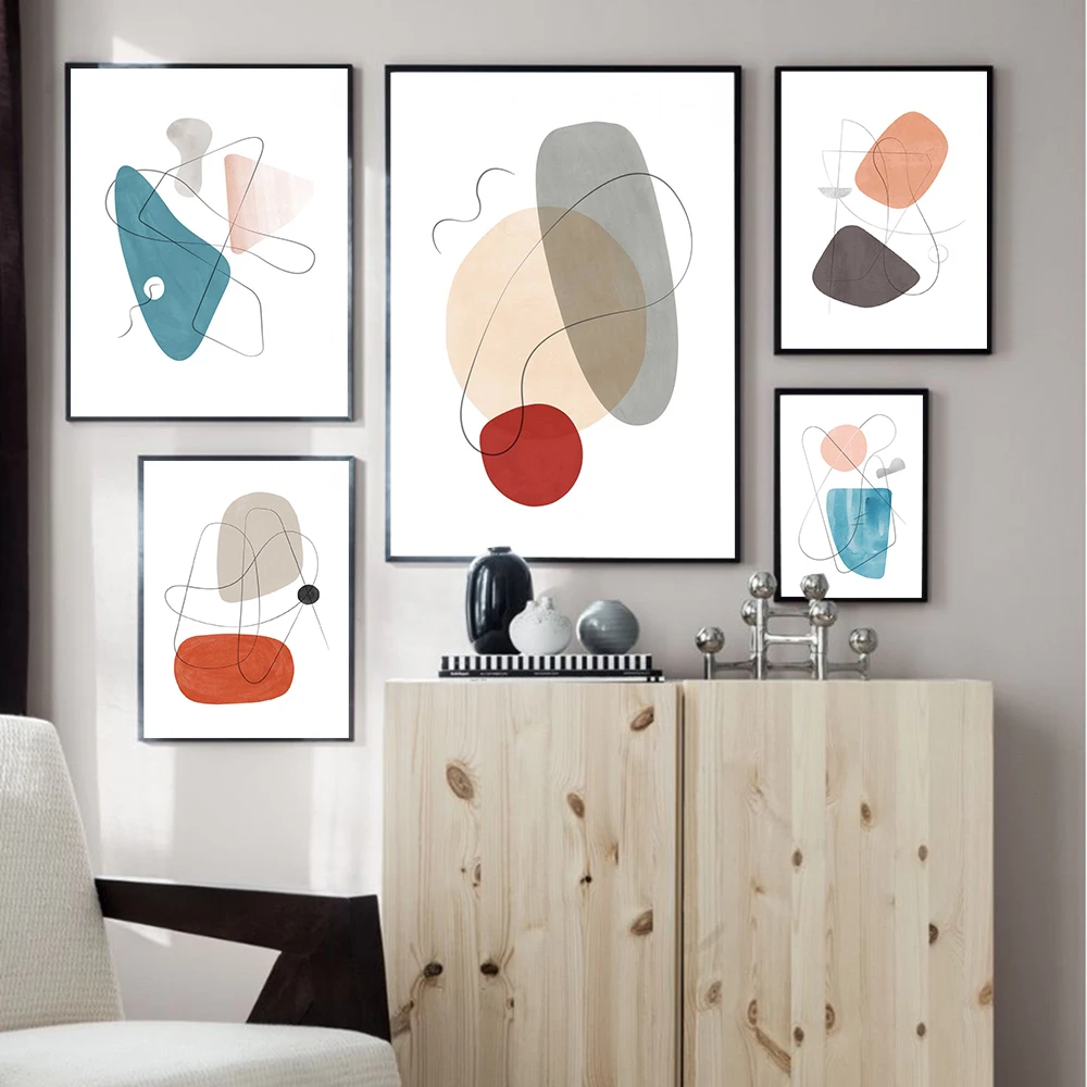 

Minimalist Line Art Posters Abstract Geometric Prints Watercolor Canvas Painting Nordic Modern Living Room Wall Decor Pictures