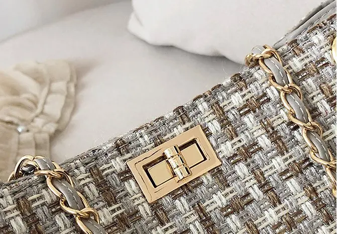 Классическая модная клетчатая женская сумка большая емкость на плечо с цепью