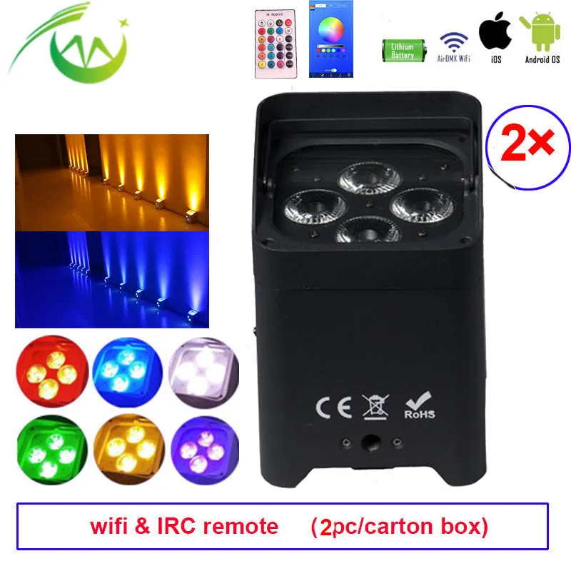Умная Мобильная Светодиодная лампа UPLIGHT 4*18 Вт 6в1 RGBAW + УФ батарея с питанием от Wi Fi