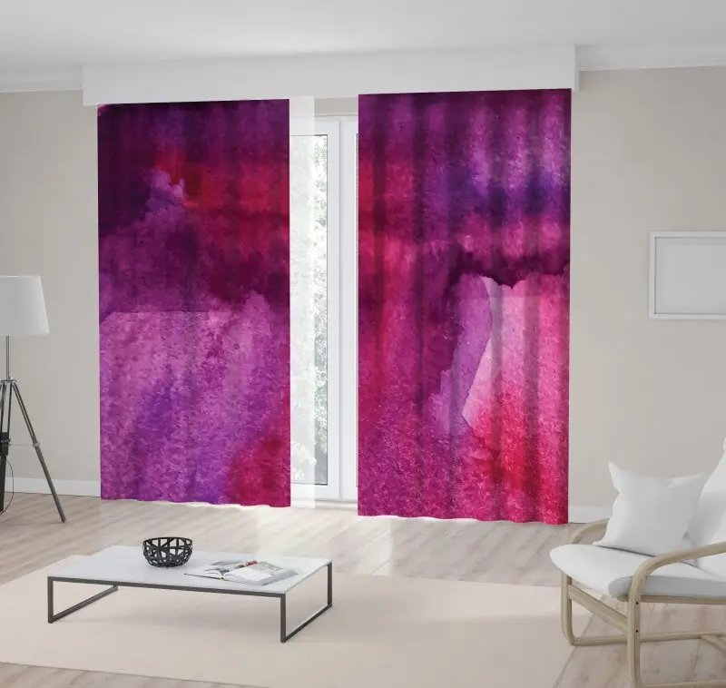

Curtain Abstract Grunge Modern Artistic Watercolor Home Decoration in Pink and Purple