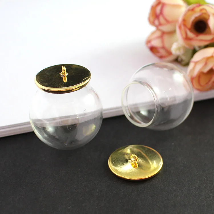 30MM Ball Gold Cap 6 шт 30 мм 20 мм Шар, стеклянная сфера Ожерелье Подвески с простая Кепка пустая стеклянная подвеска в виде флакона Diy Поиск - Окраска металла: 30MM Ball Gold Cap