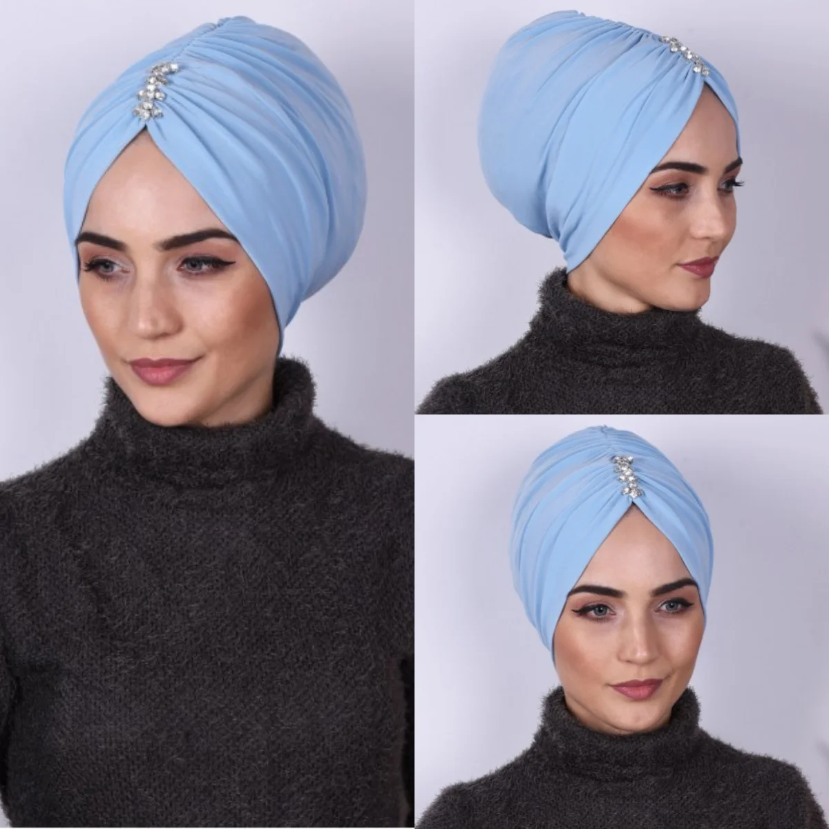 Muslim Scarf For Women Solid Color with Stones Turban Hijab Femme Musulman Scarves High Quality Arab Wraps Headscarf Hijabs