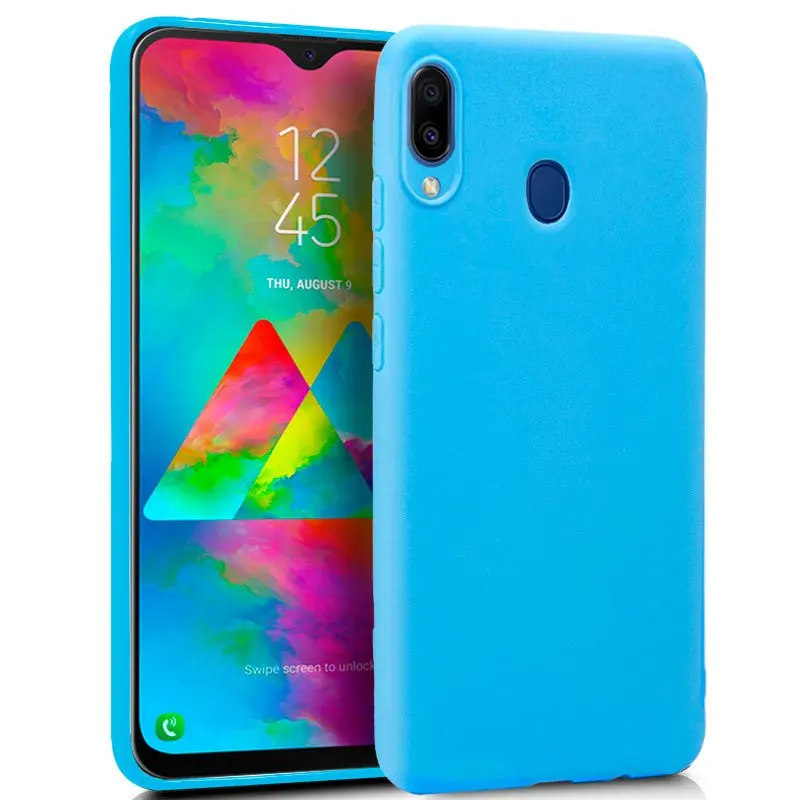 Силиконовый чехол Samsung M205 Galaxy M20 (Небесно-Голубой мягкий ударопрочный