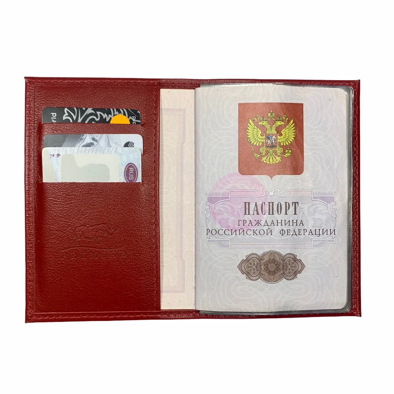Обложка на паспорт с картами из натуральной кожи