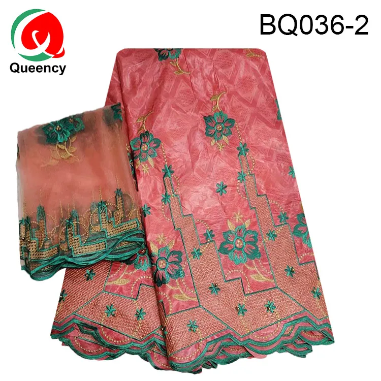 BQ036 Бесплатная доставка-Африканский Базен Fabirc матч кружева хорошая вышивка снизу