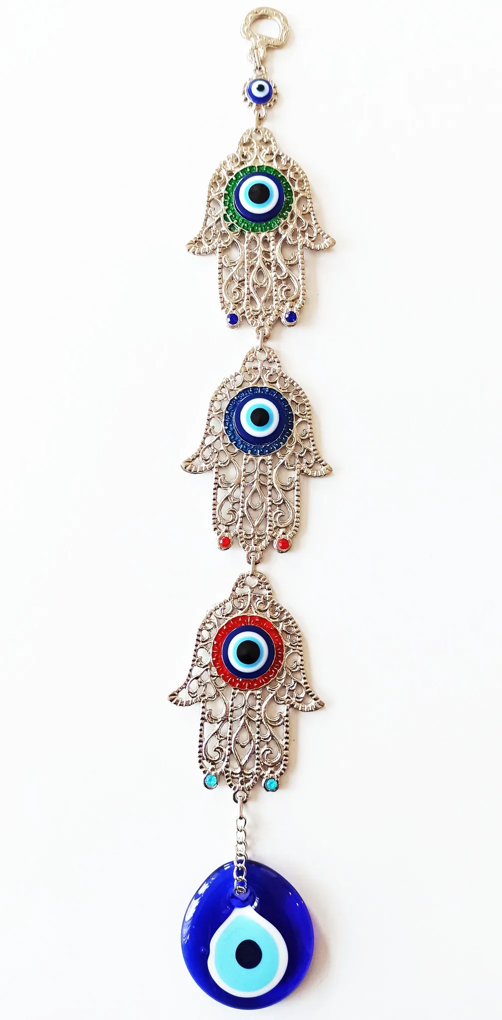 

Тройные бусины Hamsa серебристого цвета с изображением сглаза для украшения стен
