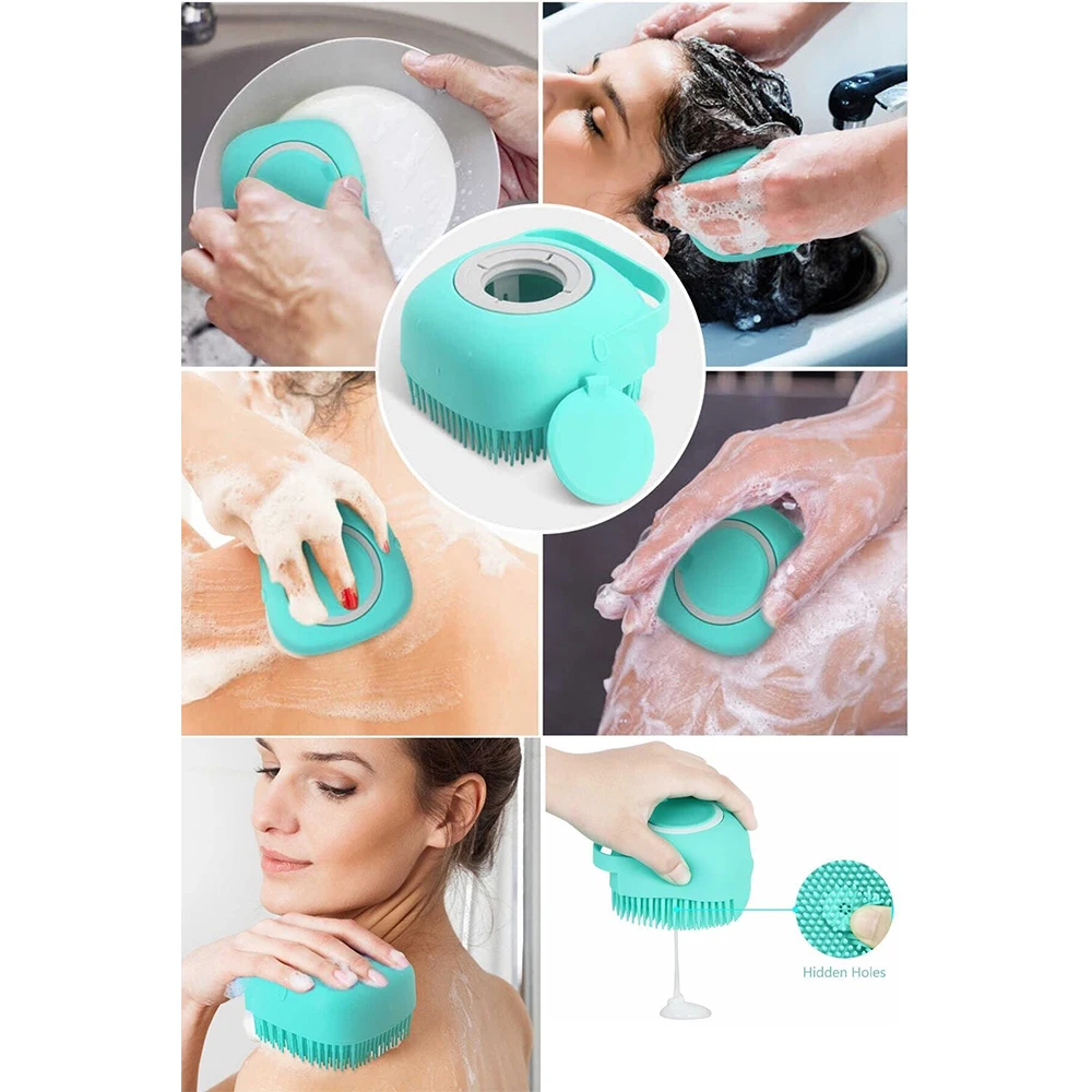 

Silicone Peeling Shower Brush Massage with Shampoo Container Universal Baby Shower Multifunctional Massage Brush