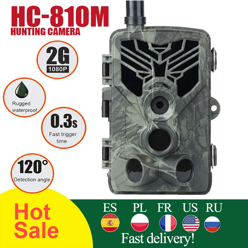 Охотничья камера 2G фотоловушка SMS/MMS/SMTP 16 МП 1080P HC810M с триггером на 0 3 время ловушки