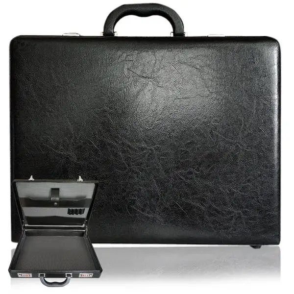 Black Bond Briefcase Leather Bag Hang Bag for man James Lock Mechanism Bond Bag hard shatterproof briefcase hand bag james bond