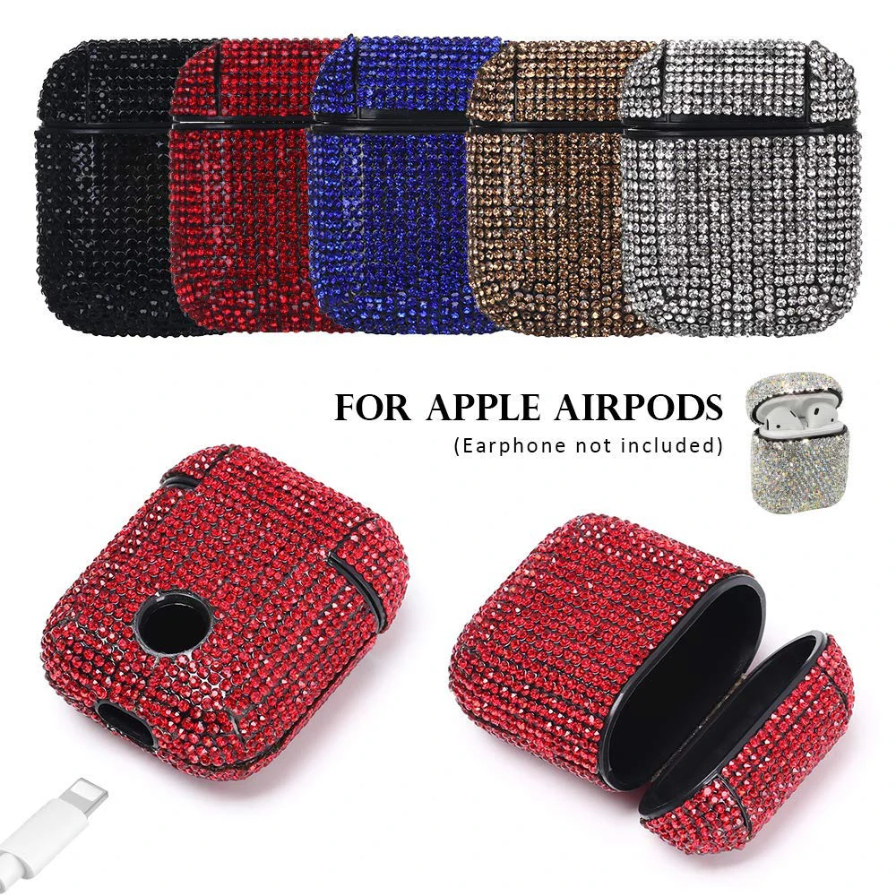 Роскошный 3D чехол Airpods с блестящими бриллиантами защитный для Apple зарядки 2 1
