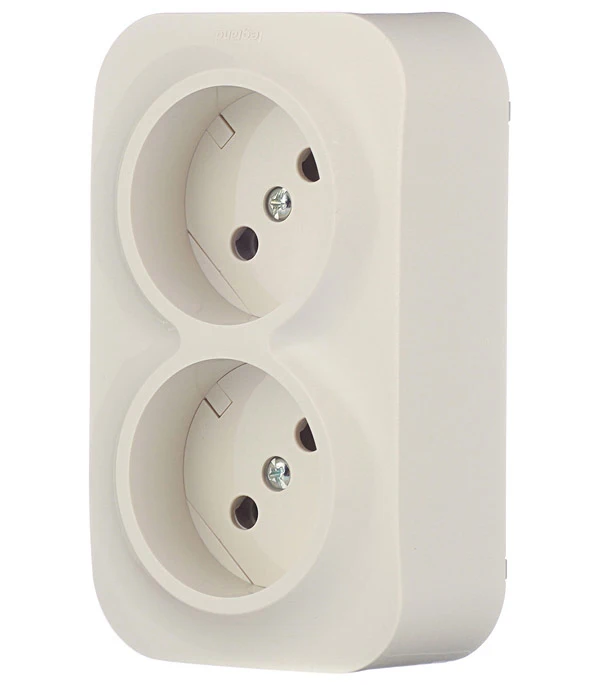 Розетка Legrand Quteo 782242 двойная открытая установка слоновая кость без заземления |