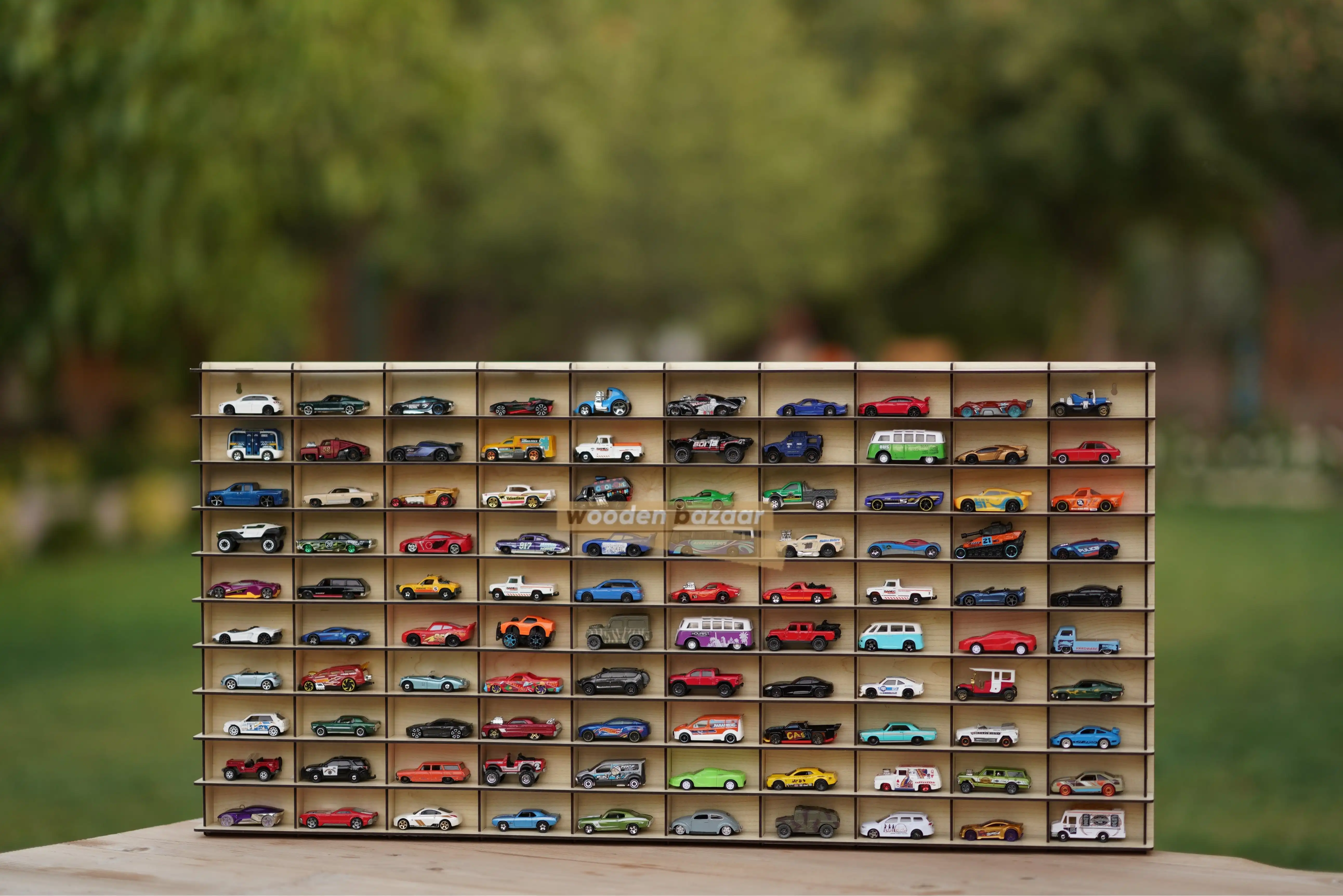 

Hot wheels Display Case Maple For 100 Cars , Hot wheels wall rack , Hot wheels storage , Hot wheels cabinet ,Car case , wall mou