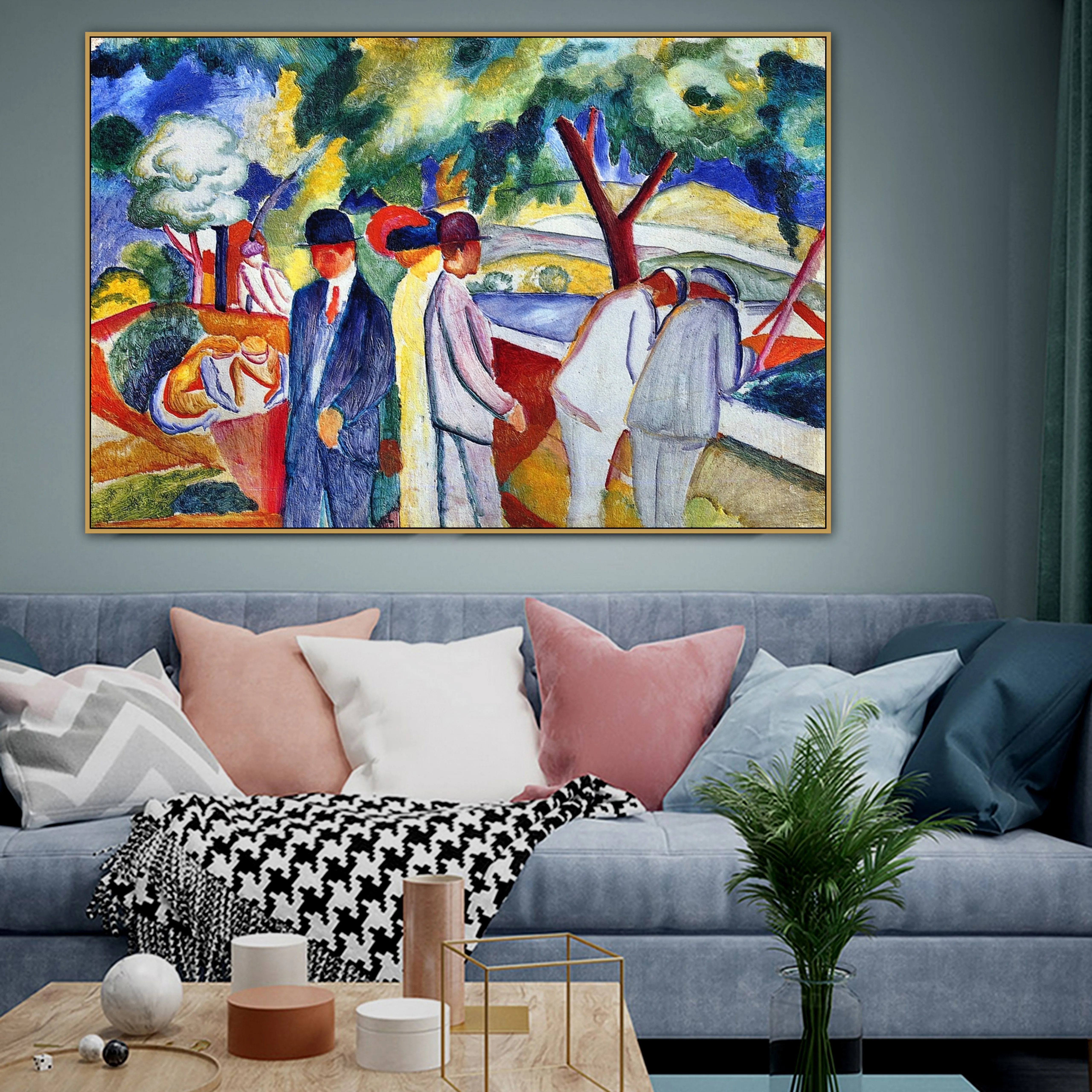 

August Macke Old Famous Master Artist Large Bright Walk Painting Picture Canvas Print for Room Wall Hanging Decoration Artwork