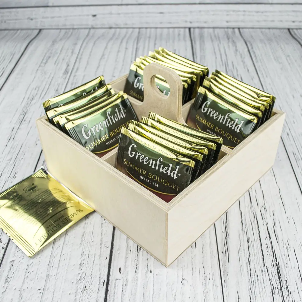 Переносной настольный органайзер для кухни деревянная чайная коробка с 4