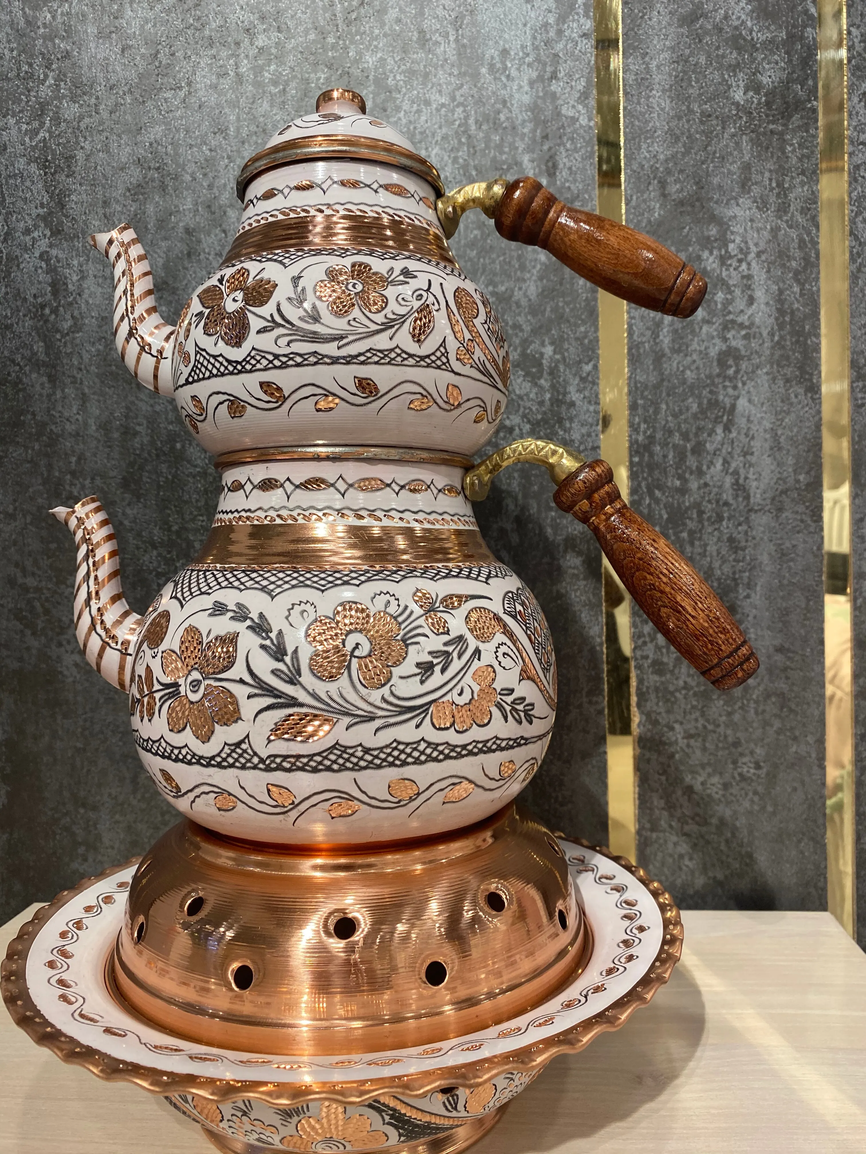 

MENNE 4 шт. большой традиционный медный чайник Erzincan-Ручная роспись и украшение чайника