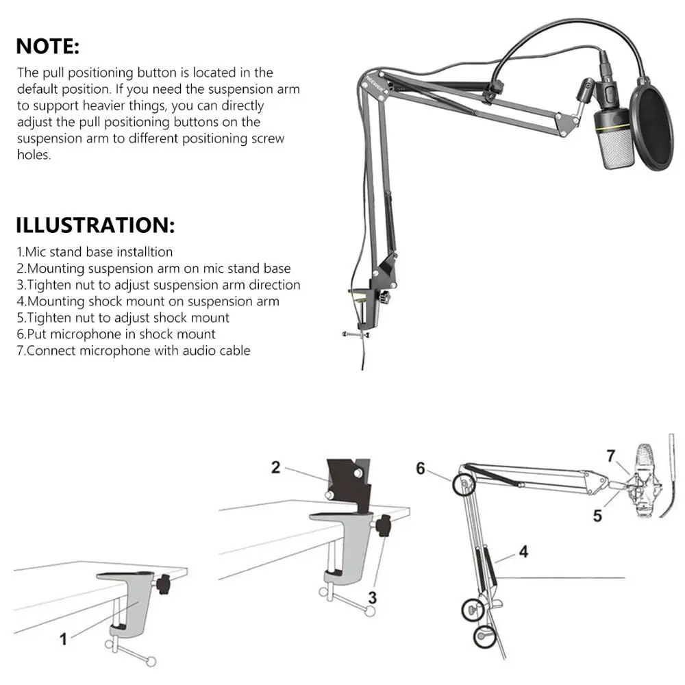 neewer nb 35 microphone suspension boom scissor arm standmic clip holdermounting clamppop filter mask shieldstand clip kit free global shipping